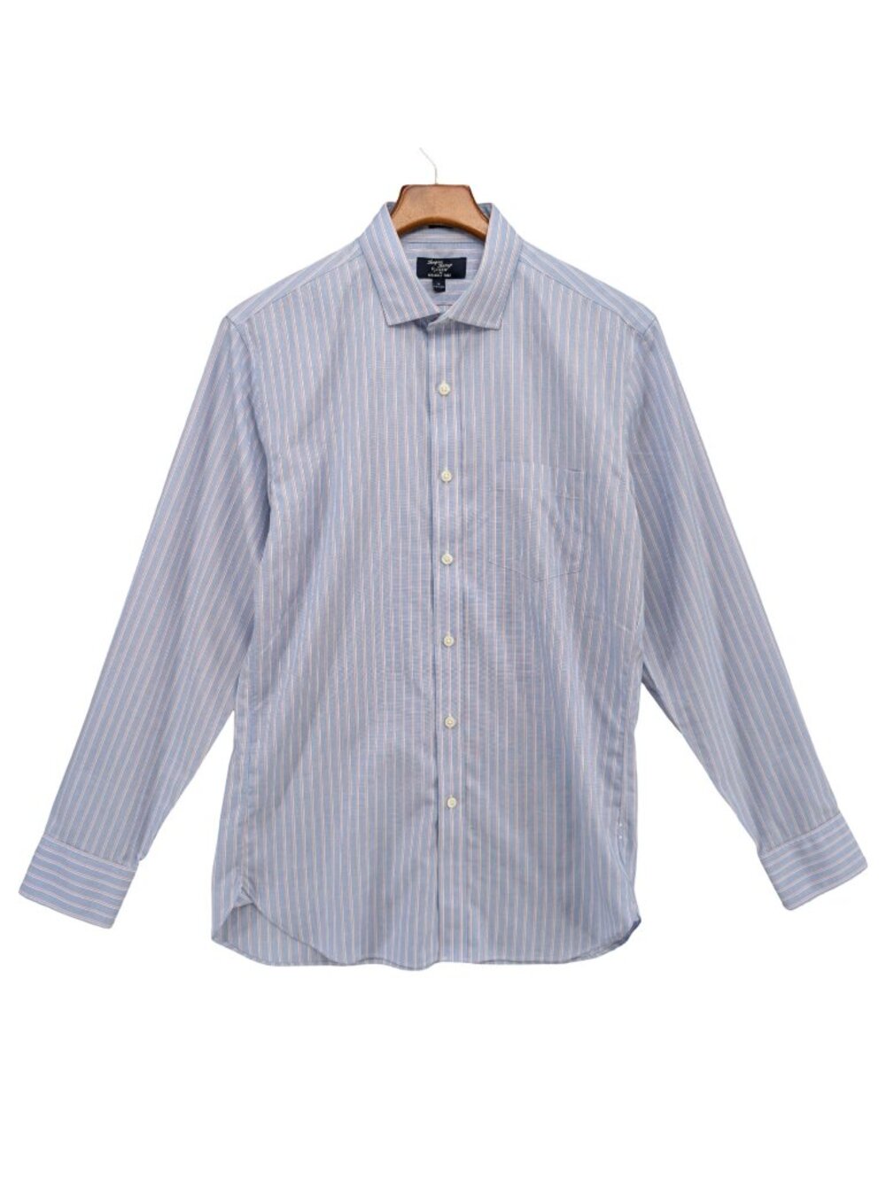 J.CREW Thompson Shirtings Shirt Mens Blue Stripe Wrinkle Free Long Sleeve Size M